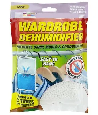 Scented Hanging Wardrobe Dehumidifier Bags Stops Damp Mould Absorb Moisture • £3.49