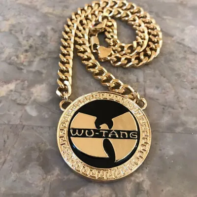 Hip Hop Gold Plated WU TANG Medal Bling Pendant & 18 ~24  Cuban Chain Necklace • $23.99