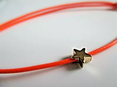 £2.99 • Buy Orange Cotton Cord Surfer Friendship Bracelet With Gold Star Charm