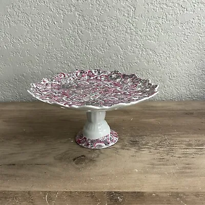 Vintage Royal Paisley Cake Stand Dainty Pedestal Compote Chintz Reticulated 1711 • $18