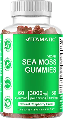 Vitamatic Irish Sea Moss Gummies - 3000 Mg - 60 Vegan Gummies • $9.99