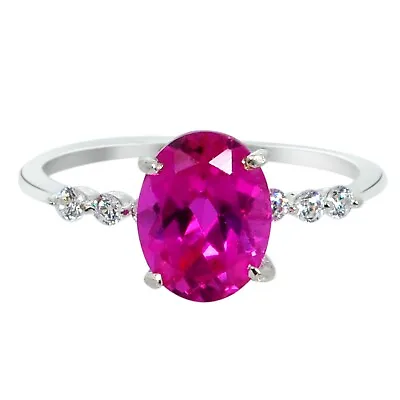 £0.01 • Buy 2.85Ct Oval Shape Natural African Pink Tourmaline Women's Ring In 925 Silver