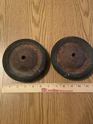 2 Vintage Rusty Steel Rim Rubber Tires Wheels • $15