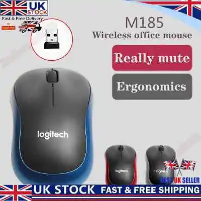 £3.71 • Buy Logitech M185 Wireless Optical Mouse + USB Receiver Fit Compact PC Laptop Mouse