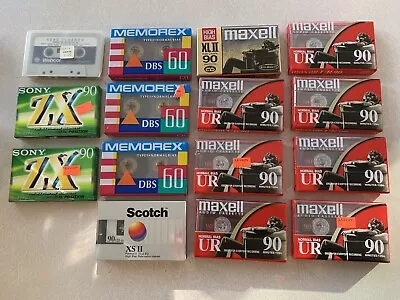 Sealed Blank Cassette TapesLot 14Maxell UR 90Sony ZX 90Memorex DBS 60Scotch • $24.99