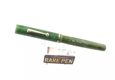 Vintage  MOORE L-95 Fountain Pen JADE CELLULOID 14K Med EXTRA FLEX Nib Restored • $295