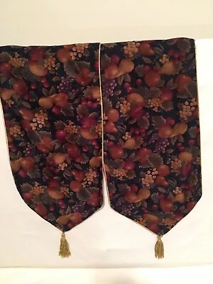 Table Runner Flowered Velvet Fruit PatternTasseled • $20