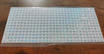 Silver - 1 X Sheet Peel Off Holographic Love Heart Stickers - Very Small  • £2.50