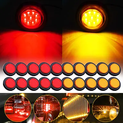 20X 2  7 LED Side Marker Lights Truck Trailer Round Bullet Light Amber/Red/White • $10.99