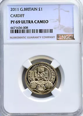 2011 Pound £1 Cardiff Arms Proof NGC PF69 Great Britain • £47