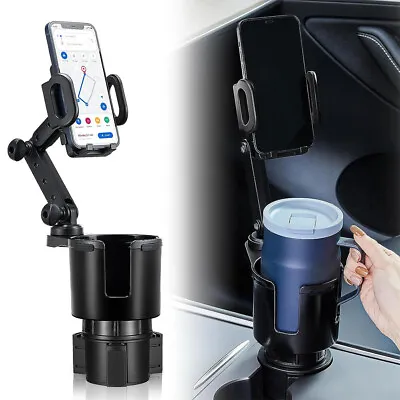 2 In 1 Car Phone Cup Holder Stand Cradle 360° Adjustable Cell Phone Mount Black • $16.99