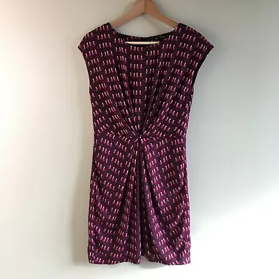 Zara Trafaluc Draped Bird Print Dress Burgundy Womens Size M Full Lined 2011/541 • £24.97
