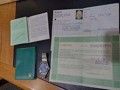 Genuine Rolex Oyster Vintage RARE Blue Dial Paperwork And Receipt From 1976 • $5999