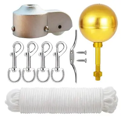 Flag Pole Repair Kits 3â€³ Topper Gold Ball Flagpole Part Kit For 2.5â€³ OD Tube • $36