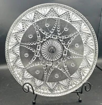 Vintage/Antique? ELEGANT GLASS BEADED STAR CAKE PLATE CLEAR EAPG • $11.95