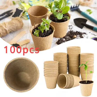 1-100 PCS Grow It Biodegradable FIBRE POT 6cm Round Plant Seed Seedling Pots • £3.59
