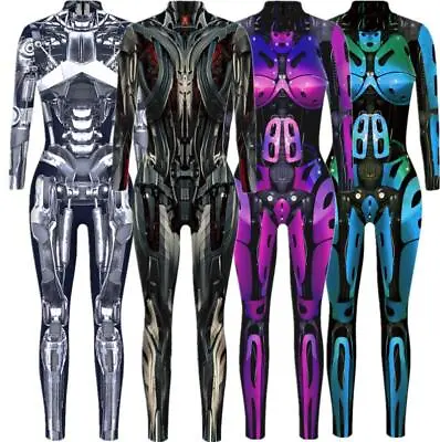 Robot Punk Jumpsuit Catsuit Sexy Women Cosplay Costumes Zentai Halloween Bodysui • $35