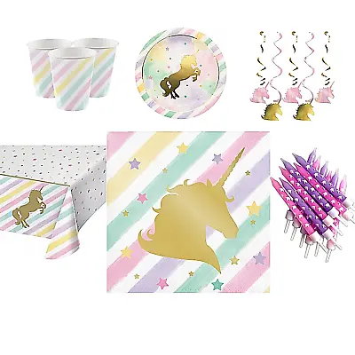 Unicorn Party Tableware Set For Kids Birthday Plate Cup Napkin Table Decorations • £4.85