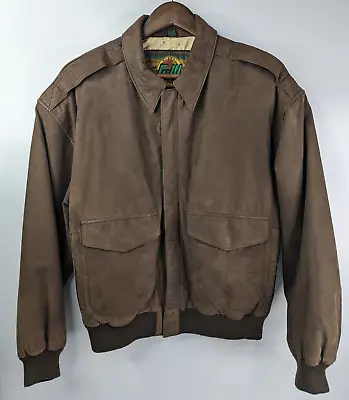 ViTG Global Identity G-111 Mens Small Brown Leather Flight Bomber Jacket • $50.99