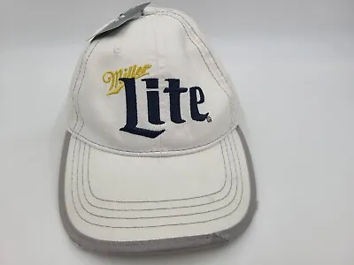 Miller Lite Beer Adjustable Hat Cap College Party Dad Mom Men Women White Gray • $7.49