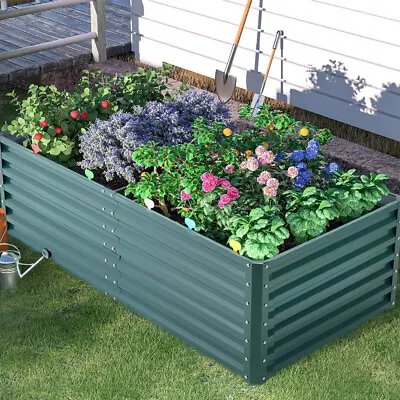 Metal Steel Raised Garden Bed Outdoor Vegetable Fruit Flower Herb Growing Box • £59.99