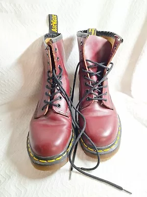 Dr. Martens 1460 Cherry Red Oxblood 8-Eye Smooth Leather Boots Docs Size 4.5 • $65