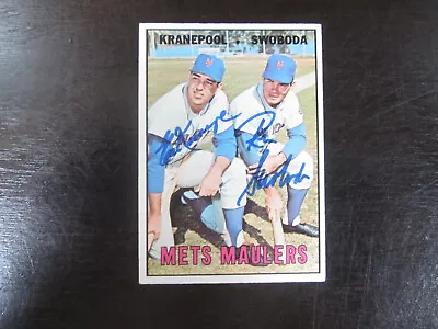 1967 Topps # 186 Ed Kranepool Ron Swoboda Autograph Signed Card JSA (M) Mets • $64.99