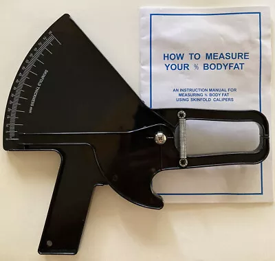 Black Skinfold Caliper Body Fat Measurer ~ Meter ~ Tester W/ Instructions • $8.80