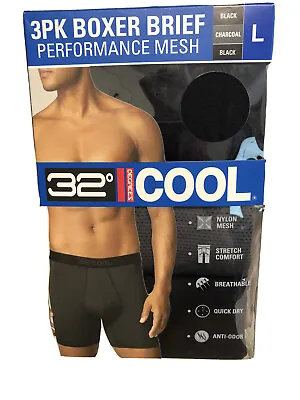 32 Degrees COOL Men's 3PK Performance Mesh Boxer Briefs LARGE 36-38 Waist  • $21.99