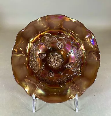 Amethyst Millersburg Carnival Glass Grape Wreath VARIANT Bowl - 8 Point Star • $49.95