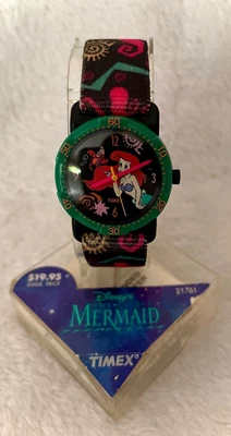 $19.99 • Buy VTG 90s DISNEY LITTLE MERMAID ARIEL SEBASTIAN ON FACE TIMEX WRIST WATCH #21761