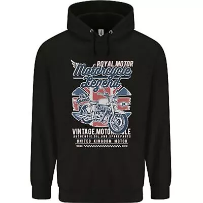 Motorcycle Legend Biker Union Jack British Mens 80% Cotton Hoodie • £24.99