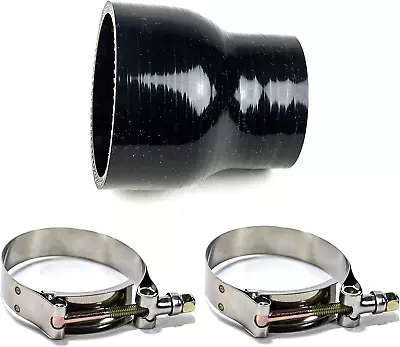 Squirrelly 2.5  Inch Black Silicone Reducer Coupler 3 Layers With 2X T-Bolt Clam • $33.99