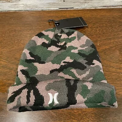 HURLEY Icon Cuffed Camo Beanie Winter Hat Army Green Men's OSFM NWT Blink182 • $24