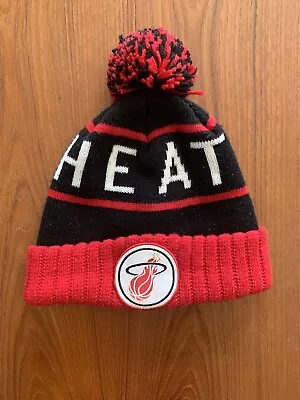 Miami Heat Beanie Mitchell & Ness Black/Red Winter Hat Skull Cap NBA Ball Beanie • $12.99