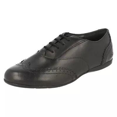 Sale Girls Clarks Dance Honey Black Leather Lace Up School Shoe G & H Fitting • £9.99