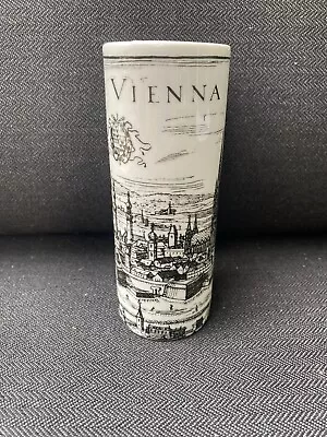 Vienna Austria Muller Co Linz Bud Vase Black And White Panoramic City View 5.25” • $10.99