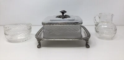 Antique James Dixon & Sons  Plated Butter Dish Stand And Matching Jug Sugar Bowl • £39.99