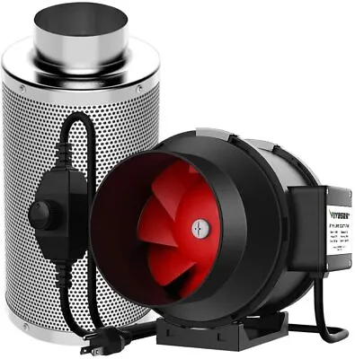 6 390CFM Inline Duct Fan Carbon Filter Combo For Grow Tent • $119.99