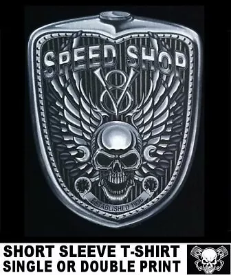 $19.99 • Buy Speed Shop Skull Wrenches Wings V8 Hot Rat Rod Muscle Race Car T-shirt Ws235