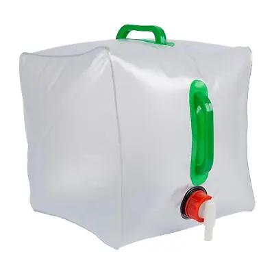 1x White 20L Collapsible Water Carrier Plastic Jerry Camping Container With Tap • £10