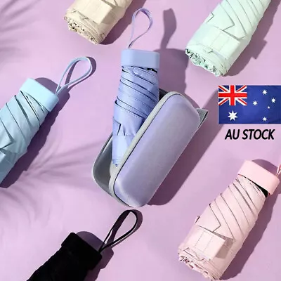 $5.20 • Buy Mini Pocket Umbrella With Box Anti-UV Sun/Rain 6 Folding Ultra Light Umbrellas