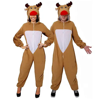 Reindeer Costume Christmas Adults Unisex Xmas Rudolph Mens Ladies Fancy Dress • £18.99