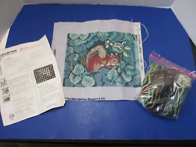 Erica Wilson Needlepoint Kit  Squirrel  Metropolitan Museum MOMA 1990 Pillow • $115