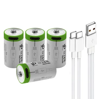 USB Lithium Ion Rechargeable CR123A Battery 3.7V 700mAh Type C Port Cable 4 Pack • $17.99