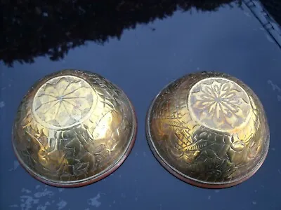 Pair Of Brass Indian/ Middle Eastern/Islamic Small Bowls Etched With Animals • $31.08