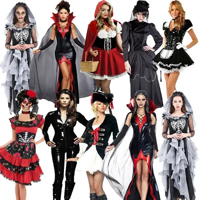 £19.99 • Buy Adult Lady Halloween Costume Vampire Witch Zombie Bride Day Of Dead Fancy Dress