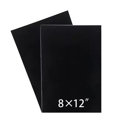 2 Pcs Black Acrylic Sheet 8 X12x 0.04  Hard Plastic ABS Sheets Black Plexiglass • $8.21