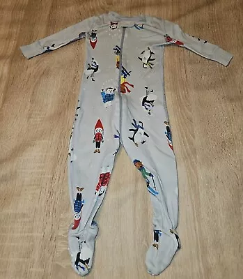 Hanna Andersson Footed Pjs Pajamas Size 60 Cm Us 3-6 Months Gray Winter Animals • $11.90