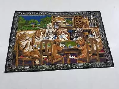 Vintage Velvet Dogs Scene Wall Hanging Tapestry 145x96cms • $125.06